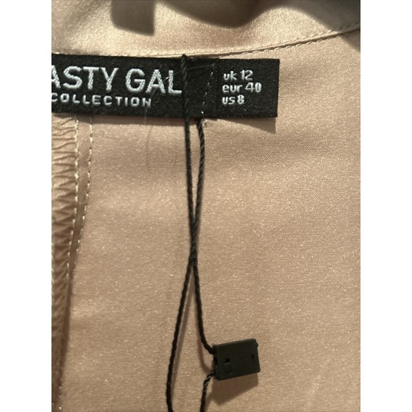 Nasty Gal Women’s Gold Long Sleeve Button fBlazer Top Silky Cardigan blazer US8 - Picture 3 of 9